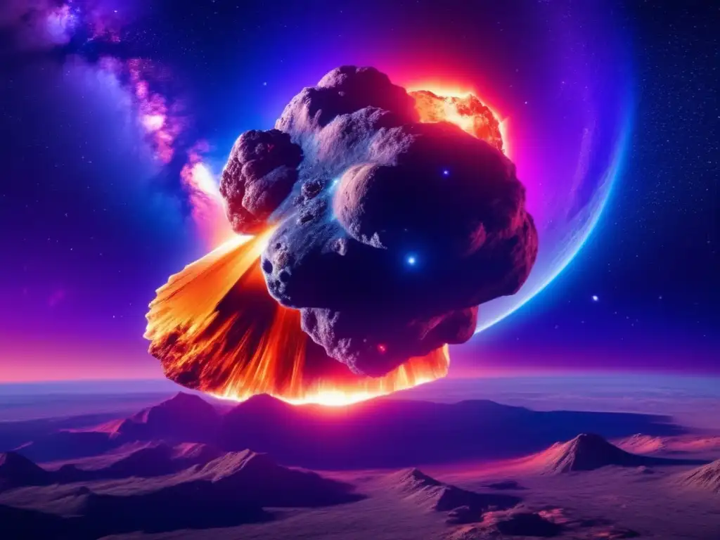 Colisión catastrófica entre asteroide y Tierra Impactante colisión de un asteroide con la Tierra, ilustrando el poder de los eventos celestiales