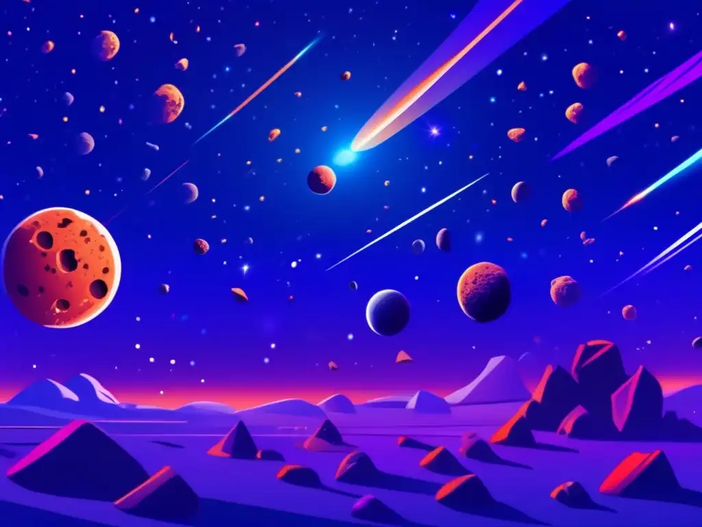 Campo de asteroides impresionante Impactante imagen de un campo de asteroides con detalles ultra detallados y vibrantes colores