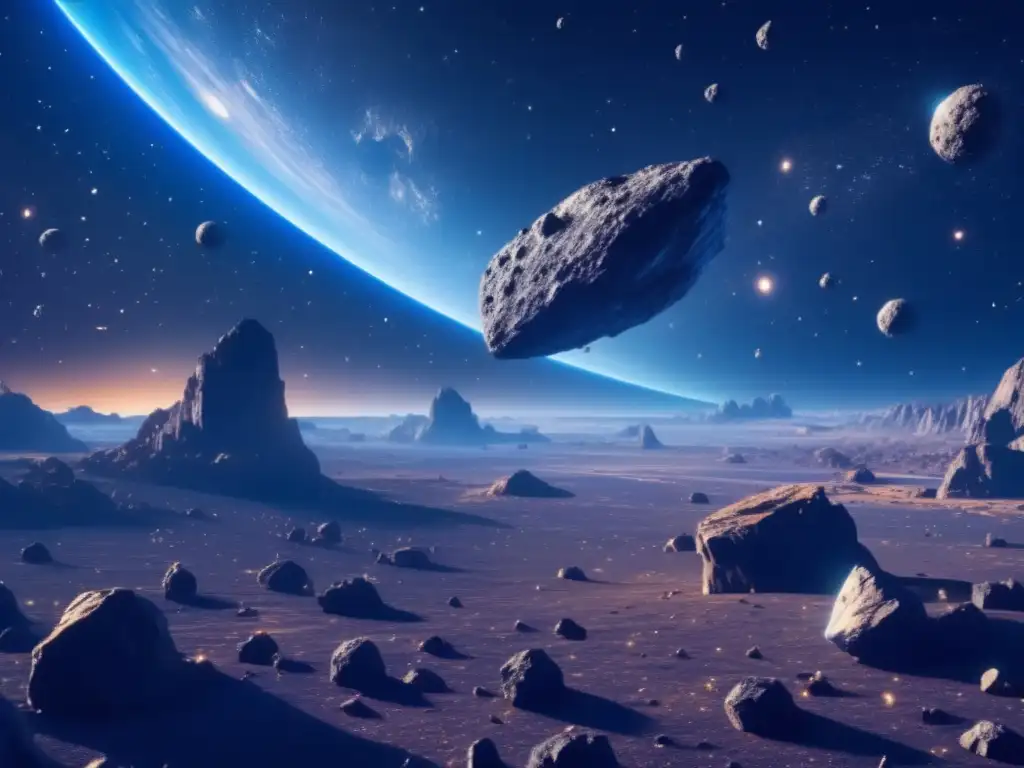Impresionante asteroid field en 8k Impactante imagen 8k de un campo de asteroides en el espacio