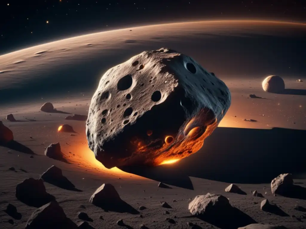 Asteroide rocoso flotando en el espacio Impacto ambiental de la minería en asteroides