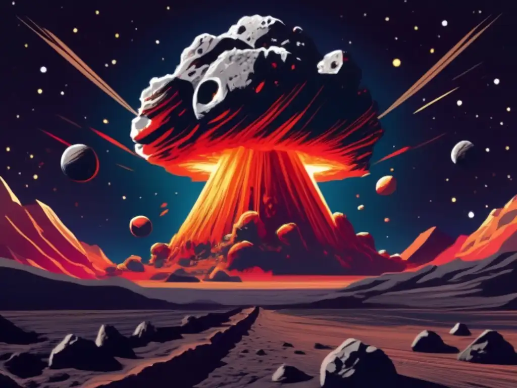 Asteroide amenazante hacia la Tierra Impacto asteroidal: escena impresionante y devastadora