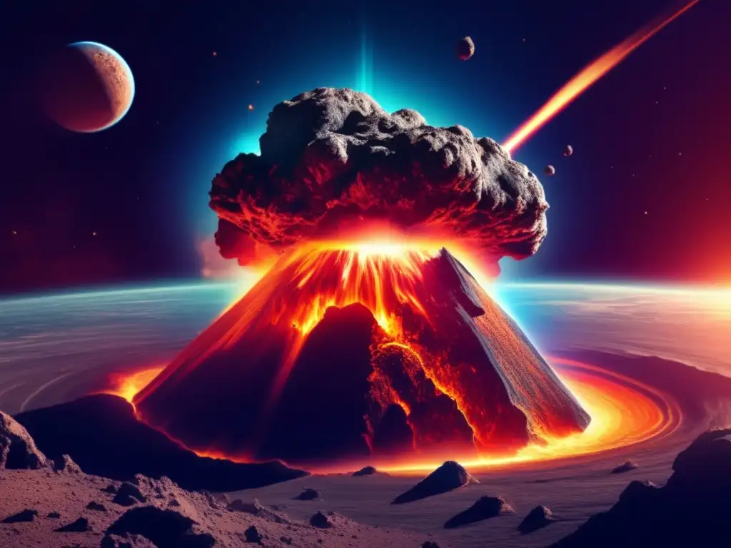 Asteroida masiva impactando Earth (Asteroid impactando la Tierra) Impacto asteroidal masivo en la Tierra, con detalles de su superficie rocosa y bordes afilados