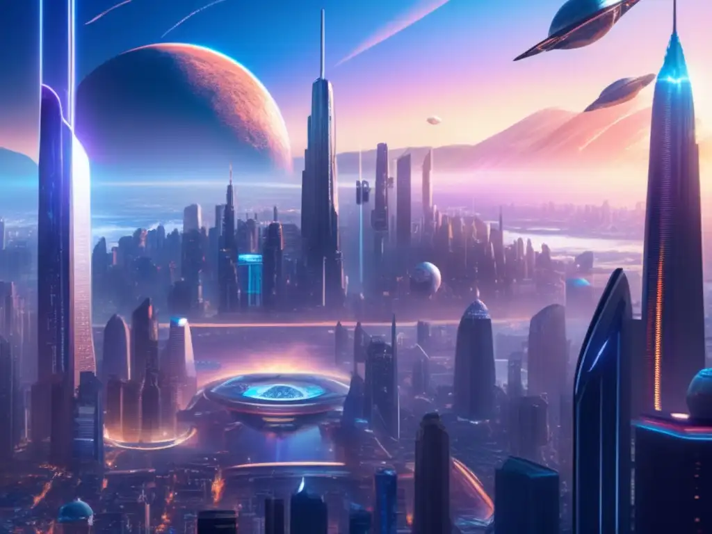 Ciudad futurista amenazada por asteroide Ilustración 8k de impacto de asteroide en la Tierra: Prevención de impactos de asteroides en la Tierra