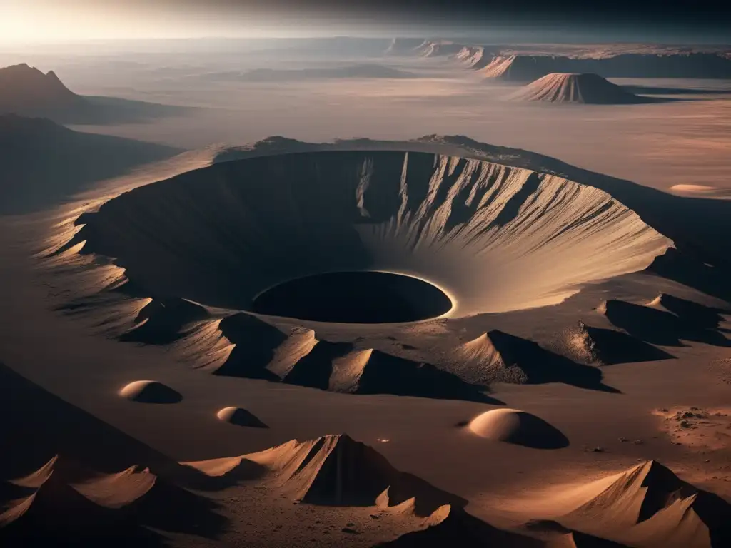 Impacto de asteroide en la Tierra: paisaje desolado