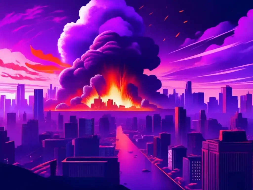 Impacto de asteroides en una ciudad posapocalíptica - Sci-fi narrativa