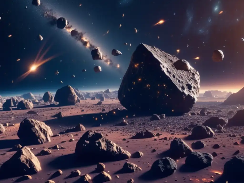 Asteroides y minería espacial Impacto asteroides tierra dinámica destrucción: mina espacial, galaxias, nebulas, recursos preciosos, tecnología avanzada