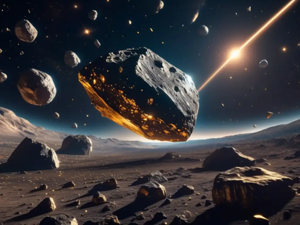 Asteroida de metales preciosos brilla en el espacio Impacto asteroides joyería electrónica: asteroide de metales preciosos en el espacio, deslumbrante y espectacular