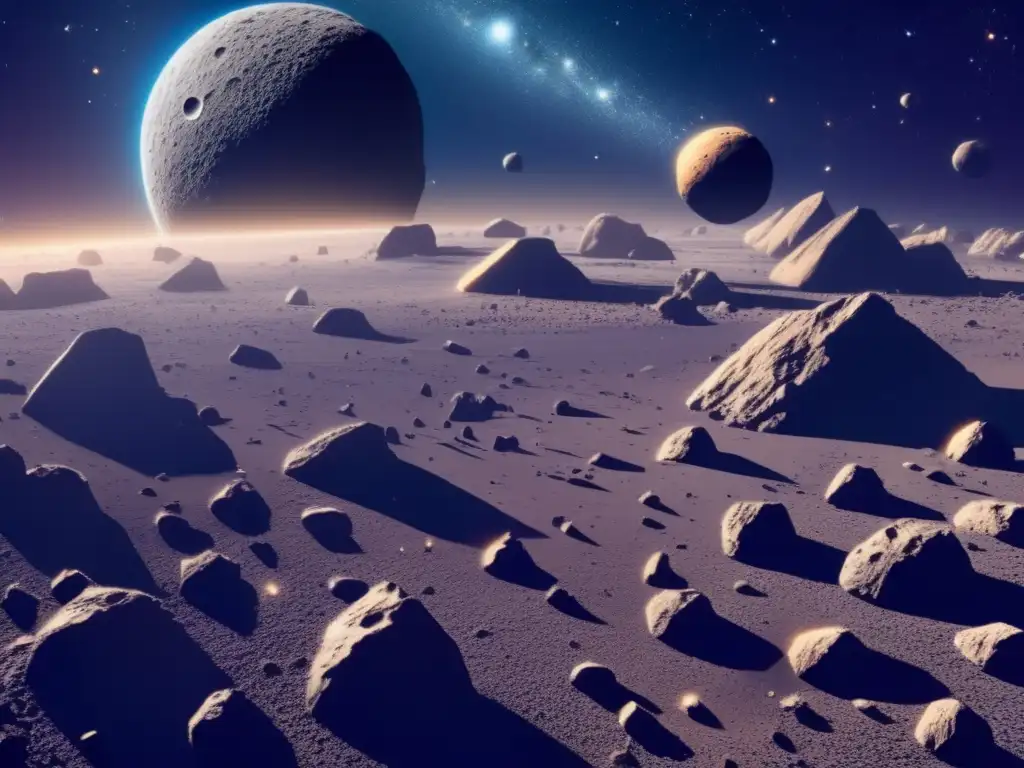 Asteroide iluminado por estrellas Impacto de la explotación de asteroides en el espacio