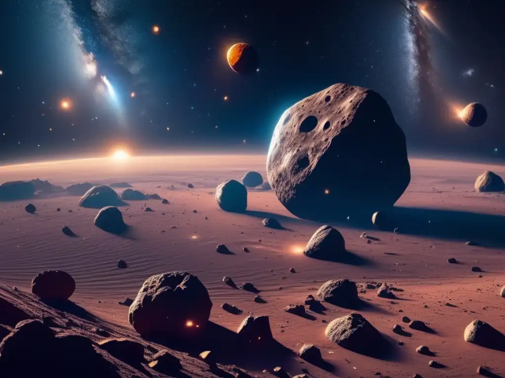 Asombrosa vista del universo estrellado Impacto asteroides irregulares cultura popular, vista impresionante 8k de universo estrellado con asteroides flotando