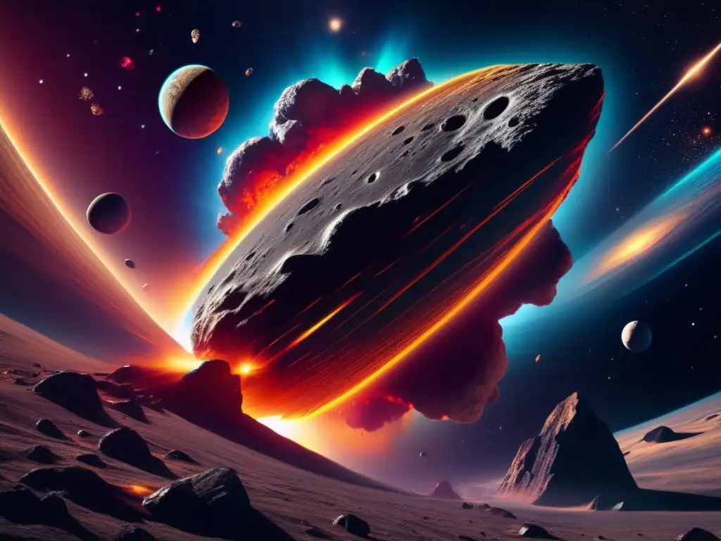 Impacto cósmico en la Tierra Impacto asteroides mareas y movimientos terrestres: escena espacial impresionante con asteroide amenazante y tierra hermosa