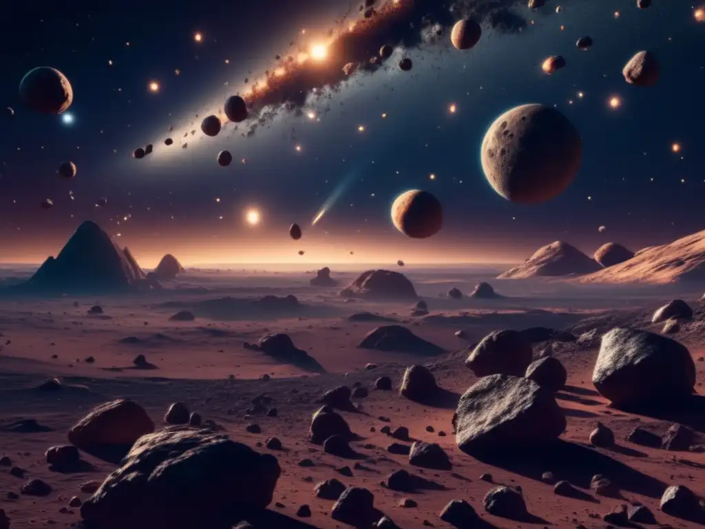 Asombrosa imagen 8k del espacio con asteroides flotando Impacto asteroides: mundo fascinante y misterioso de la ciencia ficción