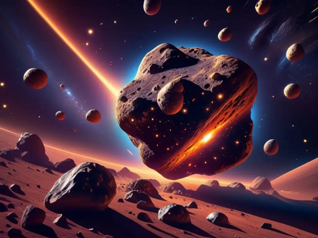 Asombrosos asteroides trojanos orbitando planeta central Impacto asteroides órbitas planetarias: imagen de 8k detallada muestra un grupo de asteroides troyanos orbitando un planeta central