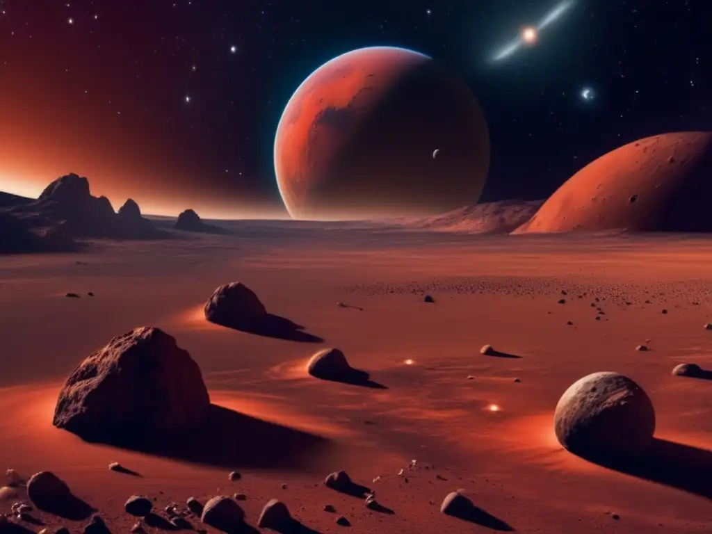 Marte y asteroides en el espacio Impacto de asteroides en órbitas de Marte
