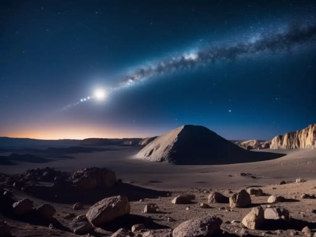 Asombrosa vista nocturna: estrellas, asteroide y prevención Impacto asteroides: Prevenir peligro celestial