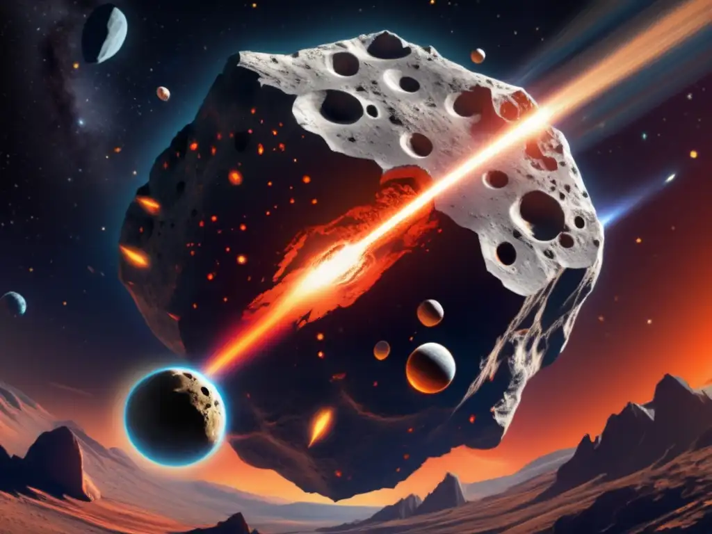 Asteroide gigantesco en dirección a la Tierra Impacto asteroides recurso universo: Masivo asteroide acercándose a la Tierra, con texturas intrincadas y terreno accidentado
