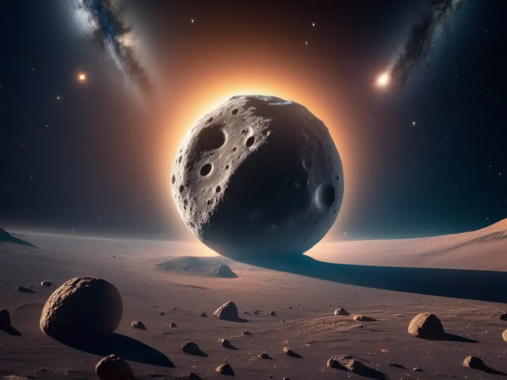 Exploración espacial: Asteroide C y nave futurista Impacto de asteroides: recursos y misterios del universo