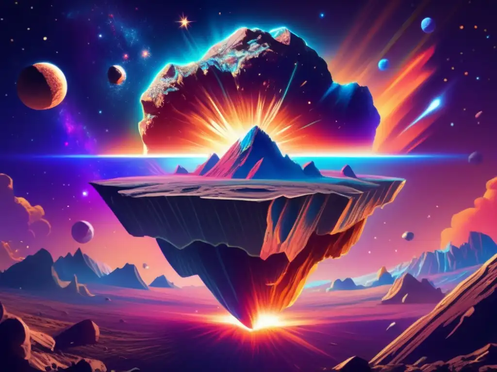 Impacto asteroides en la Tierra: un asteroide masivo se acerca a la Tierra, con colores vibrantes y detalles intrincados