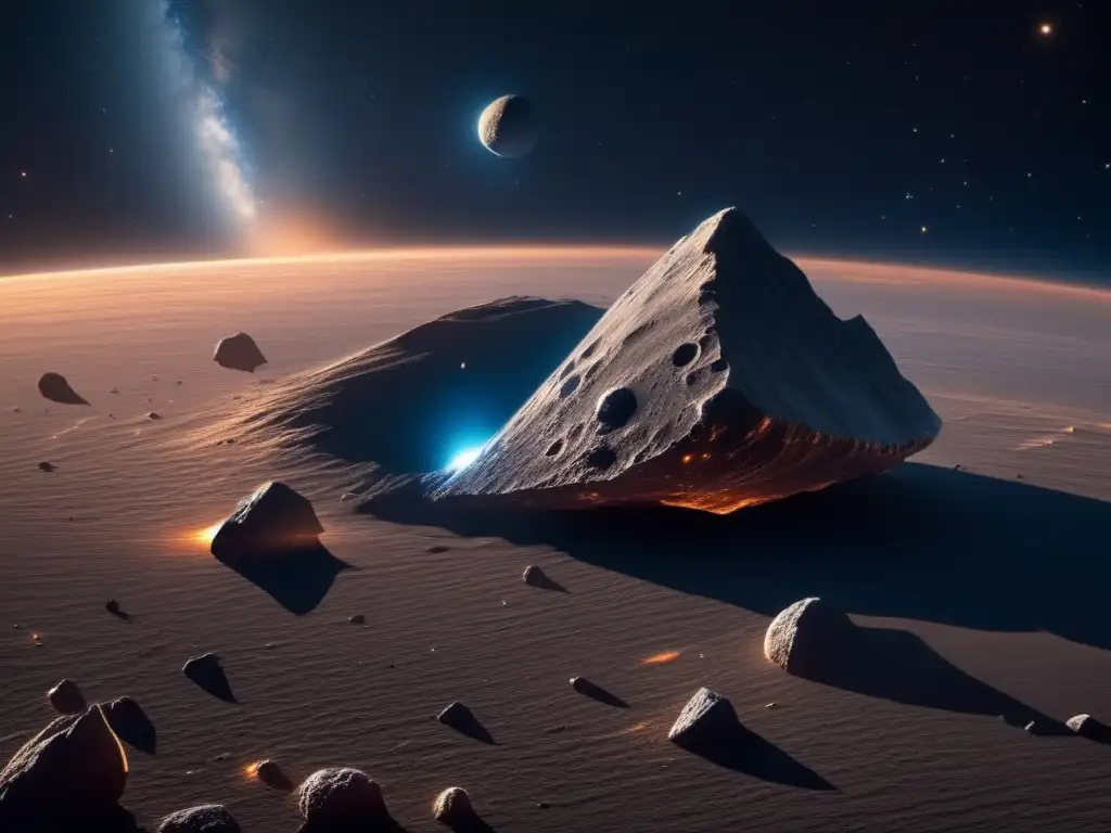 Asteroide irregular en el espacio Impacto de asteroides en la tierra: Asteroide irregular flotando en el espacio, capturado en imagen 8k ultradetallada