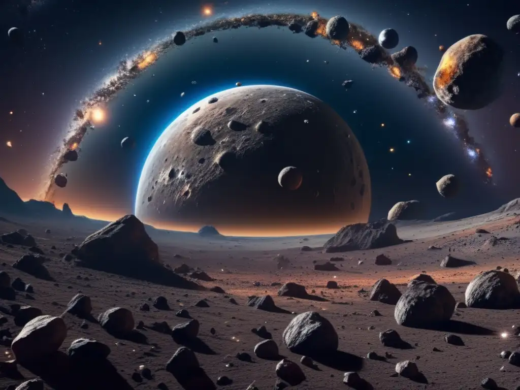 Asombroso campo de asteroides Impacto asteroides en la tierra: Imagen 8k impresionante muestra vastedad del espacio, con cautivante vista de campo de asteroides