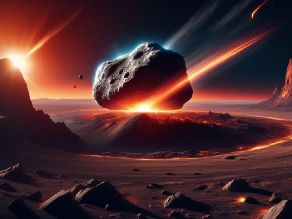 Asteroide masivo en colisión con la Tierra Impacto de asteroides en tierra: imagen 8k del impacto inminente de un gran asteroide con la Tierra, transmitiendo realismo y urgencia