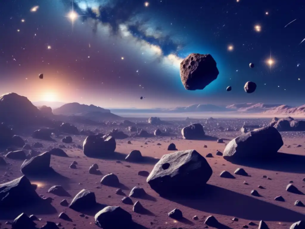 Impresionante campo de asteroides en el espacio Impacto de asteroides en el universo