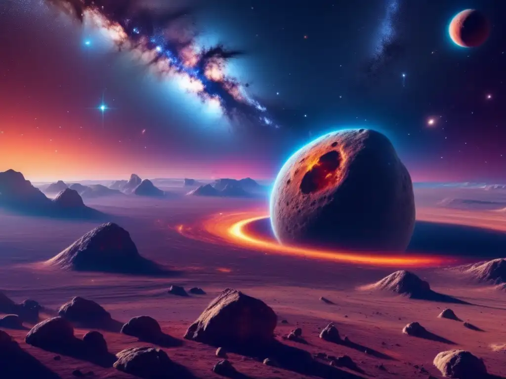 Impresionante imagen de un asteroide en el universo Impacto de asteroides en el universo: imagen asombrosa de un asteroide masivo en el espacio estrellado, revelando su historia cósmica