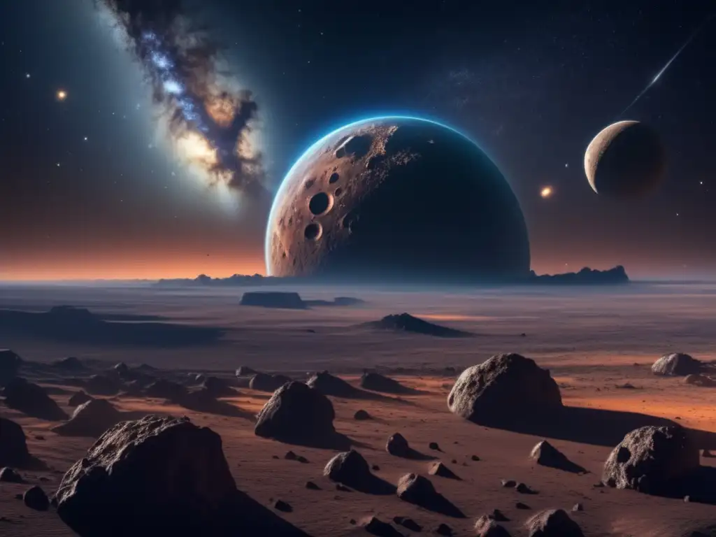 Destrucción y esperanza: Asteroid impacto Impacto cultural asteroides tipo C: Vastas estrellas, asteroide amenazante, devastación y resiliencia humana