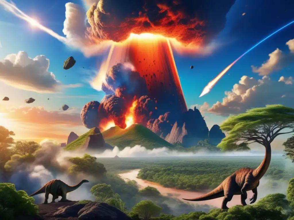 Extinción de los dinosaurios: impacto devastador Impacto devastador del asteroide: una imagen impresionante que muestra la extinción de los dinosaurios
