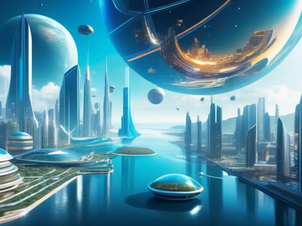 Impacto de colonización espacial en la Tierra: Futurista, arquitectura moderna, diversidad cultural, belleza espacial
