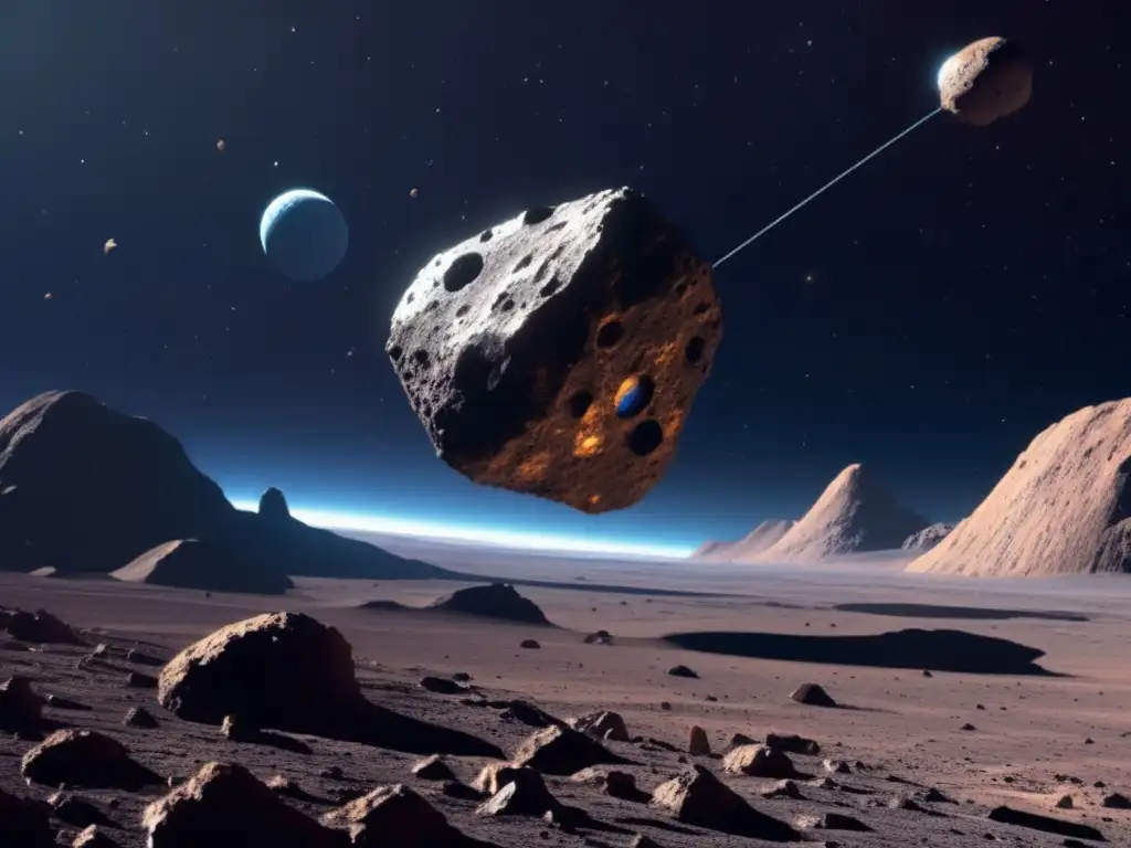 Asteroide minero en el espacio Impacto de minería de asteroides: tecnología avanzada y recursos naturales