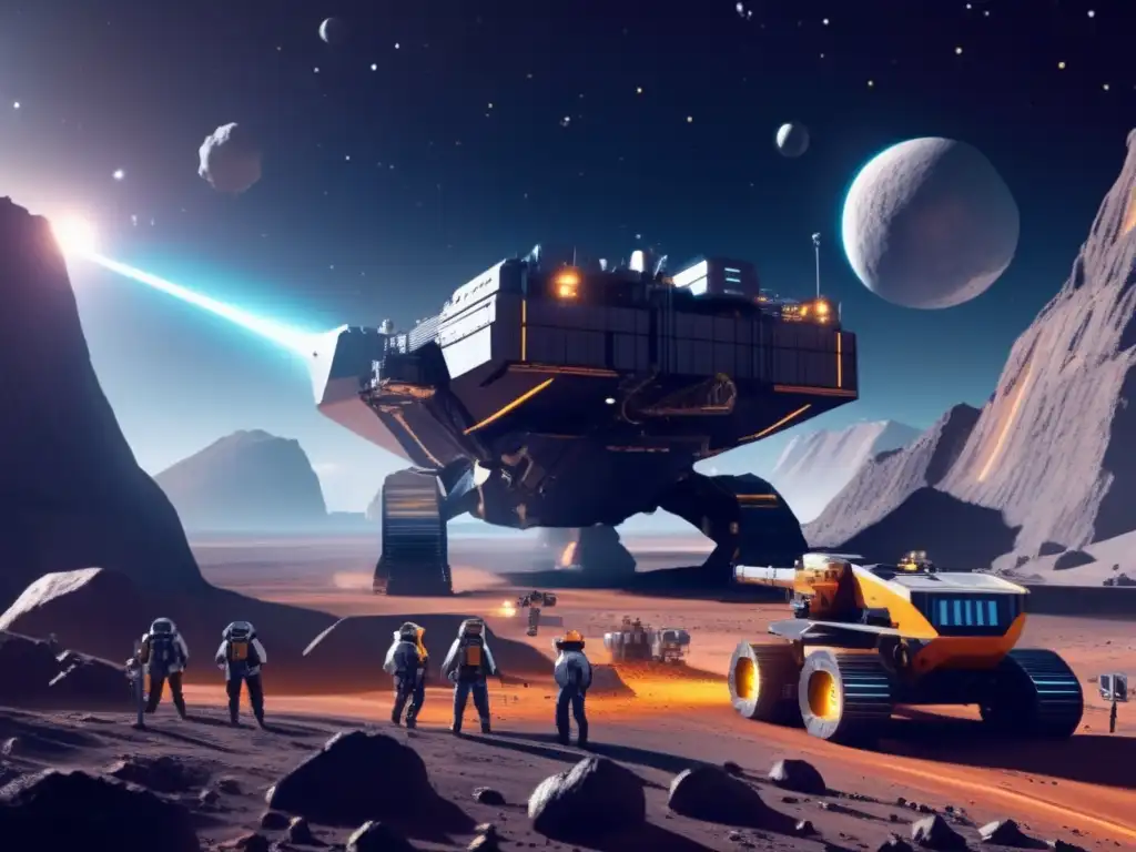 Minería futurista en asteroide Impacto de la minería de asteroides: tecnología avanzada y progreso científico