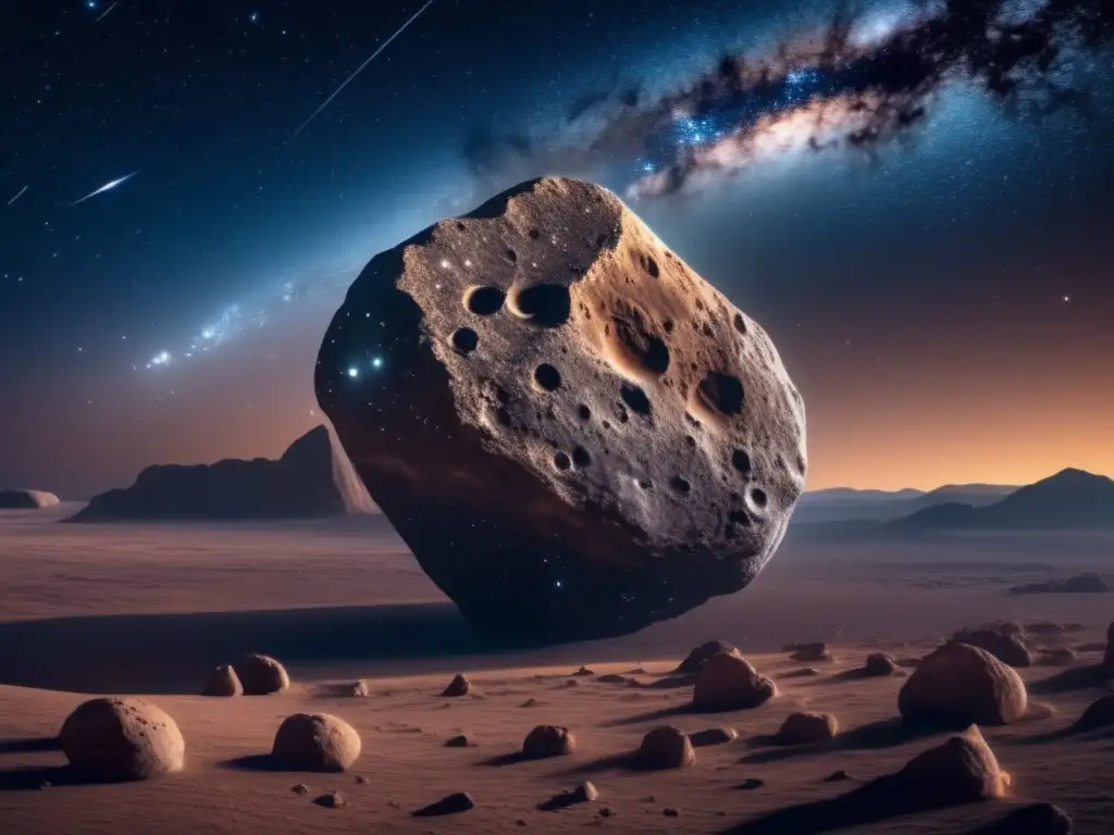 Noche estrellada con asteroide gigante Importancia de los asteroides en el universo, noche estrellada con asteroide imponente