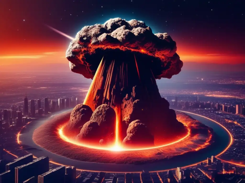 Importancia asteroides equilibrio sistema solar: Asteroide masivo en ruta hacia la Tierra, con superficie rugosa y marcada