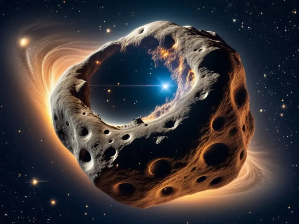 Importancia de la microgravedad en asteroides: imagen impactante del asteroide en el espacio, con texturas y patrones fascinantes