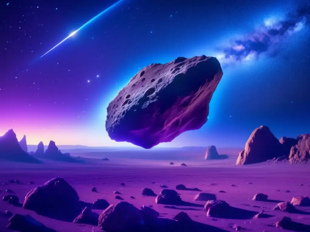 Impresionante noche estrellada con asteroide Importancia subvenciones: Noche estrellada con asteroide, galaxia espiral y belleza cósmica