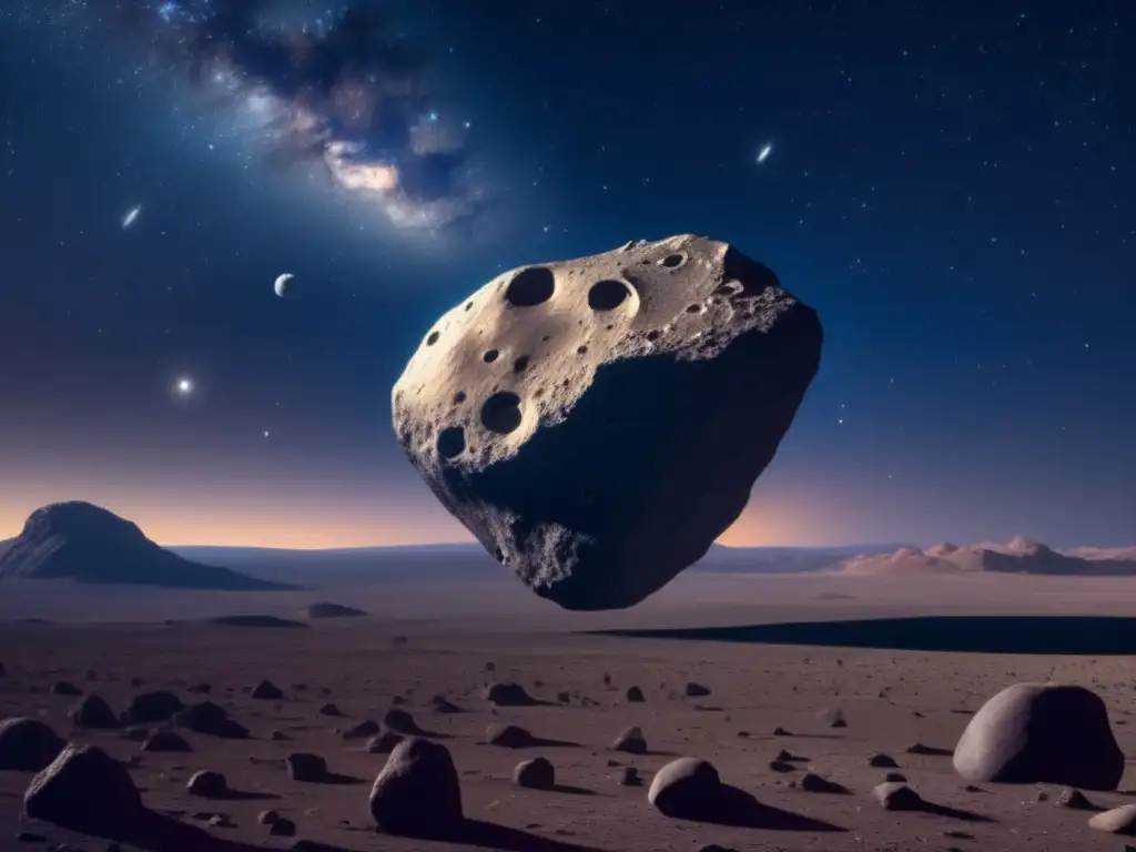 Asteroide estrellado en la noche Un impresionante asteroide en el cielo estrellado destaca la fascinante predicción de impactos de asteroides avanzados