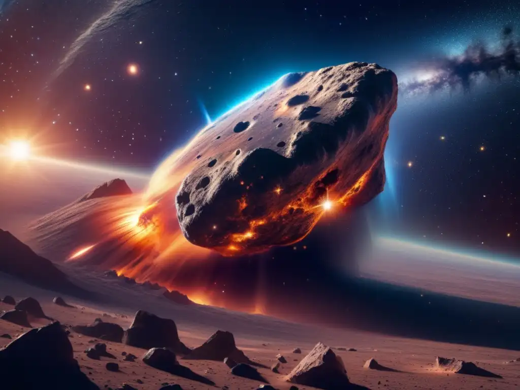 Asombrosa imagen 8K de un asteroide masivo en el espacio Un impresionante asteroide en 8K con detalles intrincados en su superficie