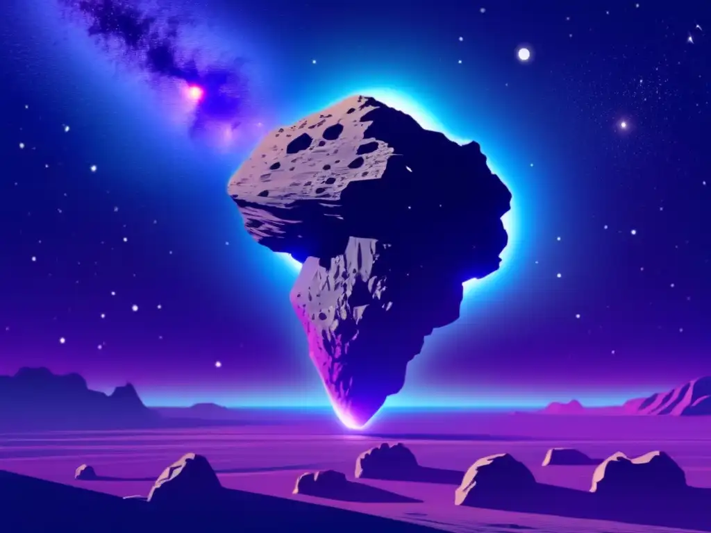 Ilustración impresionante de un asteroide en el espacio: Búsqueda vida extraterrestre asteroides