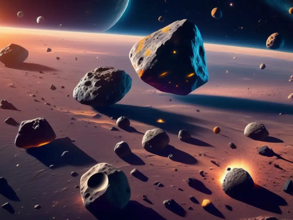 Aproximación impresionante de asteroides en el espacio: Misiones mineras en asteroides: planificación y logística