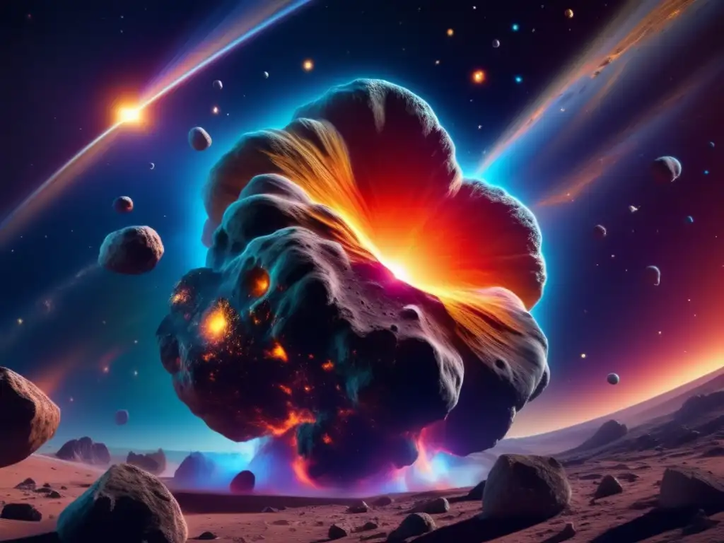 Formación asombrosa del asteroide P en paisaje cósmico Formación impresionante de asteroides en paisaje cósmico: Papel asteroides búsqueda vida extraterrestre
