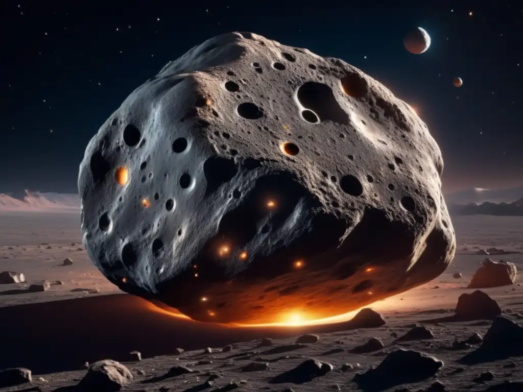Impresionante asteroide en el espacio Impresionante imagen 8k de un asteroide en el espacio: secretos de la historia cósmica de los asteroides