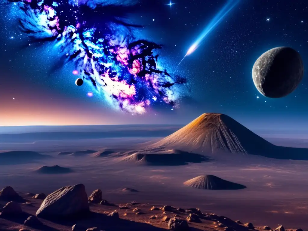 Impresionante imagen de la Vía Láctea y un asteroide gigante Impresionante imagen 8K de la Vía Láctea con asteroide y estela de polvo estelar