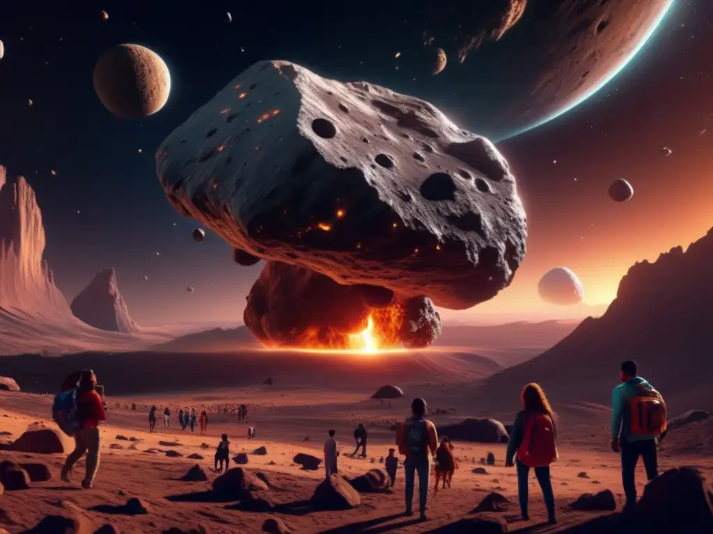 Asombroso asteroide en el espacio, despertando la espiritualidad Impresionante imagen en 8k de un asteroide masivo en el espacio, con detalles de su superficie rugosa