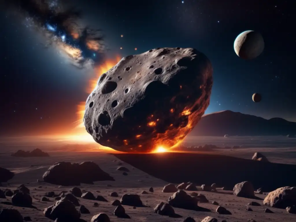 Asteroida gigante en ruta a la Tierra Impresionante imagen 8k de asteroide masivo hacia la Tierra