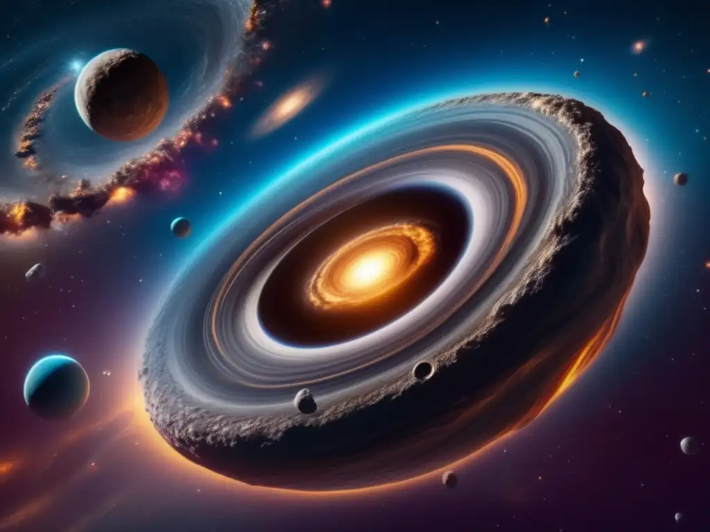 Asombrosa imagen 8k del espacio con galaxia y asteroide metálico Impresionante imagen 8k muestra galaxia y asteroide metálico con vida microscópica: Consideraciones éticas bioprospección espacial