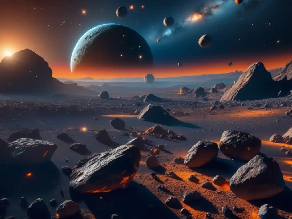 Impresionante campo de asteroides en 8K Impresionante imagen 8K de asteroides en la ciencia ficción