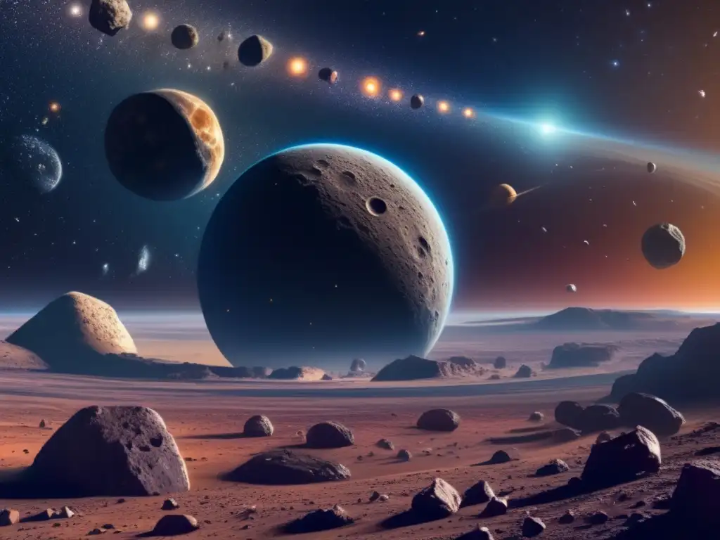 Asteroide espacial en el vasto espacio Impresionante imagen de asteroides en el espacio - Impacto asteroides en tierra