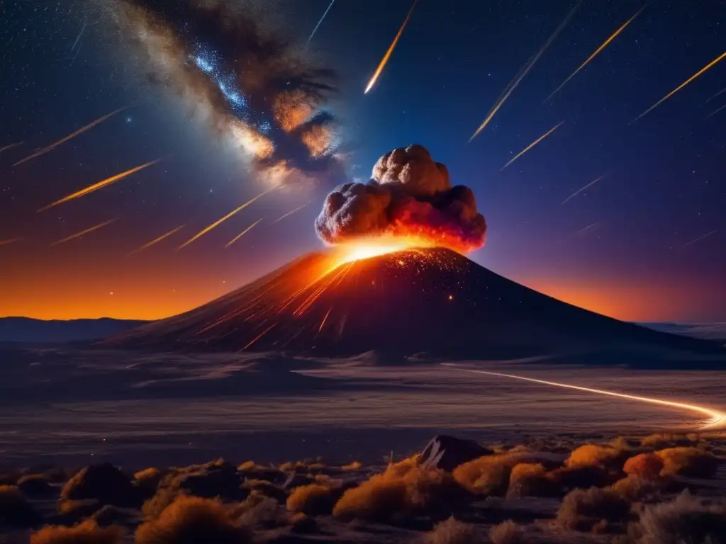 Meteorito en colisión con la Tierra Impresionante imagen 8K de un cielo nocturno vibrante lleno de estrellas