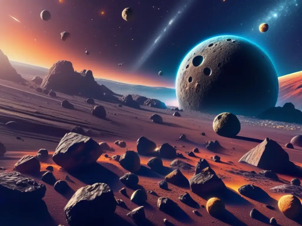 Impresionante imagen 8k de un cinturón de asteroides Impresionante imagen en 8k de un cinturón de asteroides con vida en asteroides tipo C