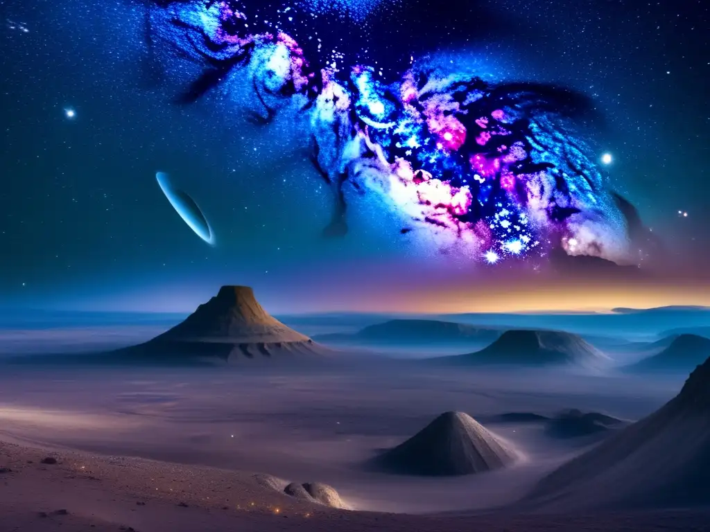 Milky Way: Galaxia y asteroide Damocloid Impresionante imagen 8k del espacio con la galaxia de la Vía Láctea y un asteroide damocloide